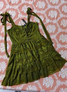 Green Tiered Mini Dress
