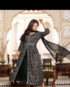 Floral Print Anarkali Kurti And Dupatta