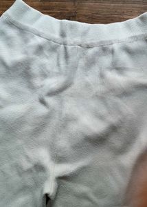 Cream Knit Pants with Button Detail