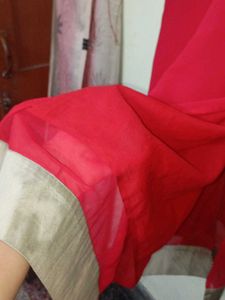 Red Embellished Kurta Set