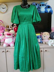 Emerald Green Puff Sleeve Dress