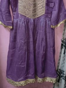 Elegant Purple kurta pant dupatta set