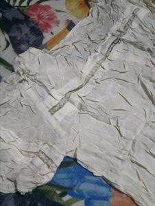 White Textured Short Sleeve Top
