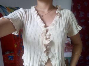Ruffle Knit Crop Top