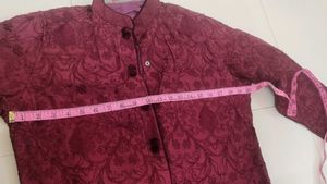 Maroon Embroidered Sherwani Style Kurta