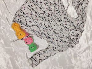 White Printed top with Blue Motifs