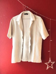 Semi sheer net style Short Sleeve Shirt