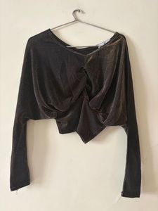 Sparkly Velvet Twist Crop Top