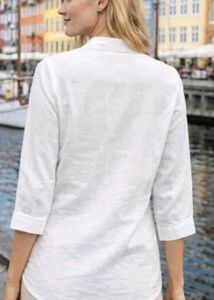 White Embroidered Button-Down Shirt