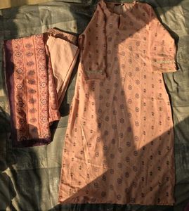🍑Peach Floral Ethnic Co-ord set With Dupatta