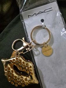 Mac Sparkly Lips &amp; Lipstick Keychain