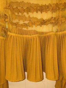 Yellow Floral Sheer Bell Sleeve Top