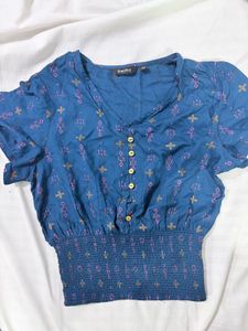 Chic V-Neck Smocked Waist snatch Top