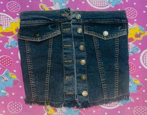 Denim Strapless Bustier Top