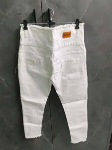 High Waisted White Jeans