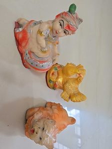 Decorative Krishna, Lion and Bird Idol