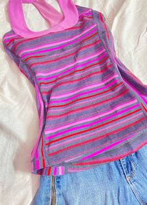 Striped Halter Neck Top