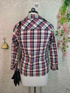 Red Plaid Button-Up Shirt