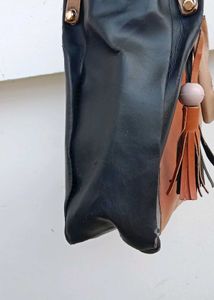 Stylish Colorblock Handbag with Tassel Charm
