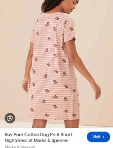 Cute Dog Print Cotton Nightdress