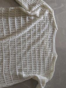 Cream Crochet Knit Sweater