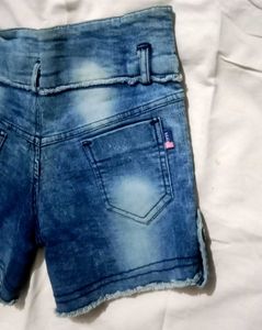 Girl's Denim Shorts with Floral Detail