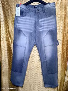 Stylish Men's Grey Denim Jeans