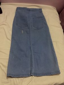 Light Wash Denim Maxi Skirt