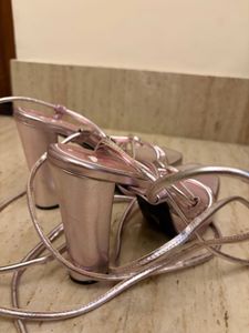 Strappy Platform Heels - Pink