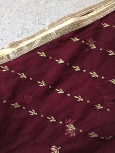 Bridal Embroidered Net Dupatta