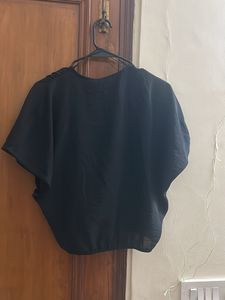 Zara Black Wrap V-Neck Top