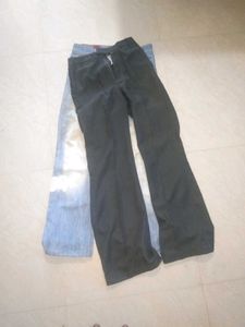 black flared & blue semi bootcut