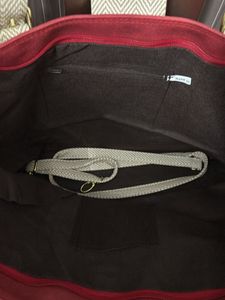 Red Tote Bag with Woven looking Straps