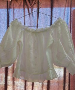 White Off-Shoulder Eyelet Blouse