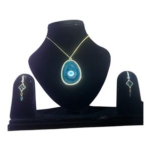 Evil Eye Pendant Necklace & Earrings antitanish Se