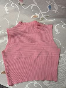 Pink Mock Neck Knit Top
