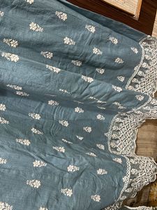 pakistani Blue Embroidered Kurta Set with Dupatta
