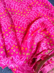 Pink Bandhani Saree