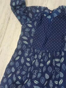 Navy Blue Printed Kurta with Pants