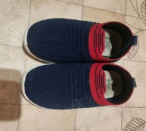 Navy &amp; Red Slip-On Shoes