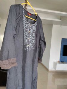 Grey Embroidered Kurti