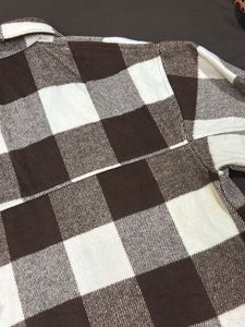 H&amp;M Brown &amp; White checked oversized Shacket