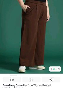 Stylish Brown Pleated Wide Leg Trousers