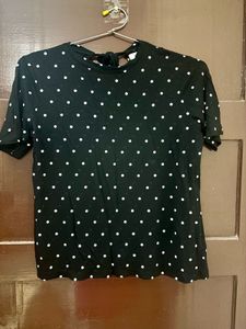 Bossini Black pola dot top