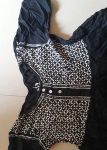 Embroidered Black Casual Dress