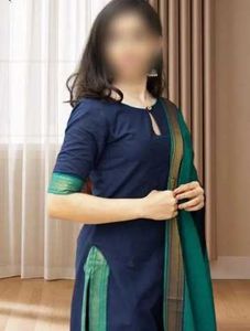 Elegant Navy Blue Kurta Set with Green Dupatta