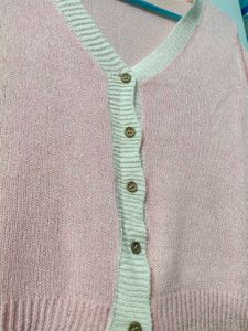 Pink Knit Cardigan Top