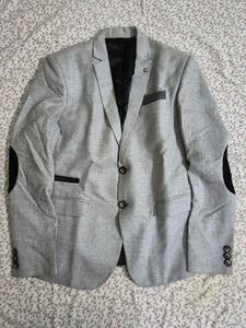 Men's Grey Blazer with Pocket Square