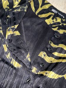Bold Zebra Print Button-Up Shirt