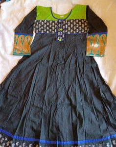Stylish Green & Black Cotton Kurta